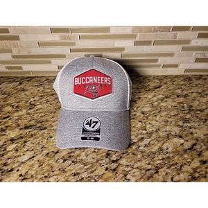Tampa Bay Buccaneers Hat Cap Mens Stretch Fit S/M '47 Brand NFL Football GREY